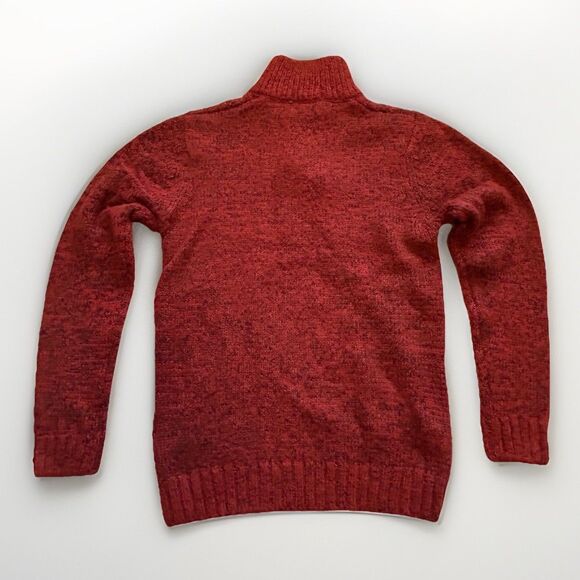 Fisherman Cable Knit Sweater Mens L Chunky 1/4 Button Mock Neck - Picture 9 of 9